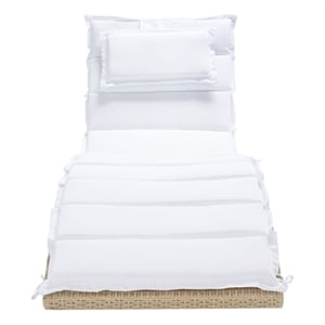 Safavieh Colley Steel  and Fabric Sunlounger in Beige / White