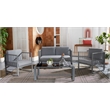 Safavieh Holyoke 4 Pc Metal and Fabric Living Set in Gray / Gray