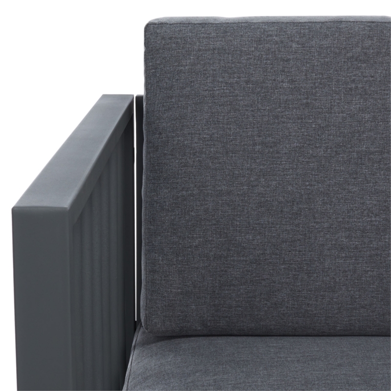 Safavieh Holyoke 4 Pc Metal and Fabric Living Set in Gray / Gray