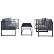 Safavieh Holyoke 4 Pc Metal and Fabric Living Set in Gray / Gray
