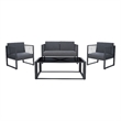 Safavieh Holyoke 4 Pc Metal and Fabric Living Set in Gray / Gray