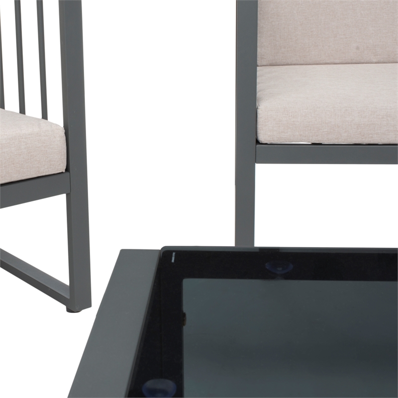 Safavieh Holyoke 4 Pc Metal and Fabric Living Set  in Gray / Light Gray