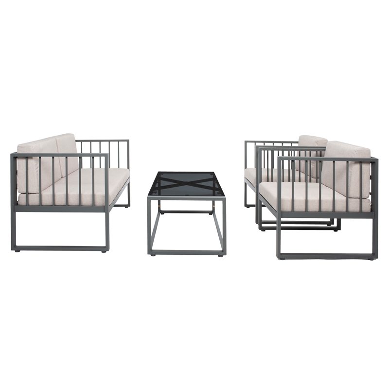 Safavieh Holyoke 4 Pc Metal and Fabric Living Set  in Gray / Light Gray