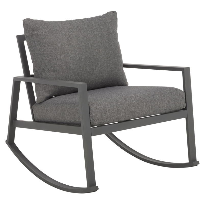 Safavieh Cantor Metal and Fabric Rocking Chair  in Gray / Gray
