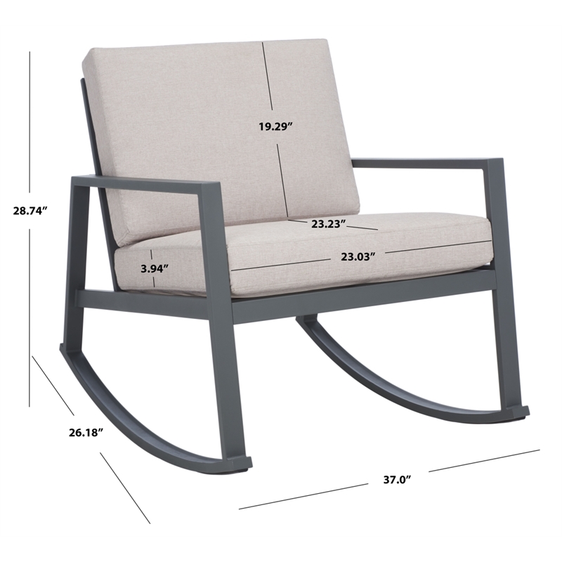 Safavieh Cantor Metal and Fabric Rocking Chair in Gray / Light Gray