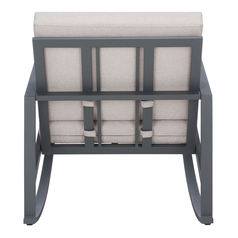 Safavieh Cantor Metal and Fabric Rocking Chair in Gray / Light Gray