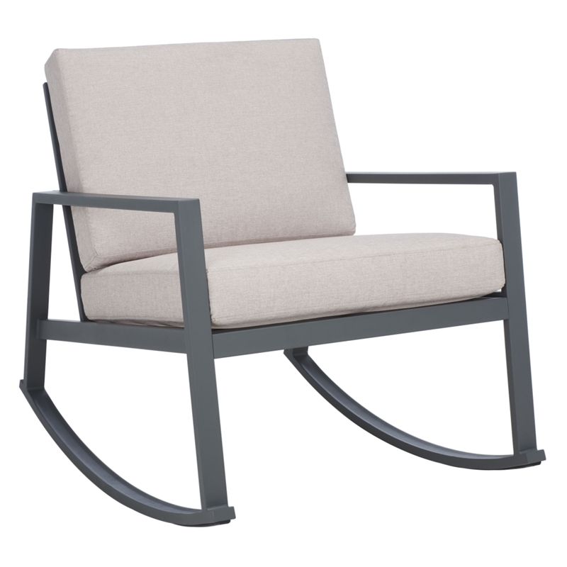 Safavieh Cantor Metal and Fabric Rocking Chair in Gray / Light Gray