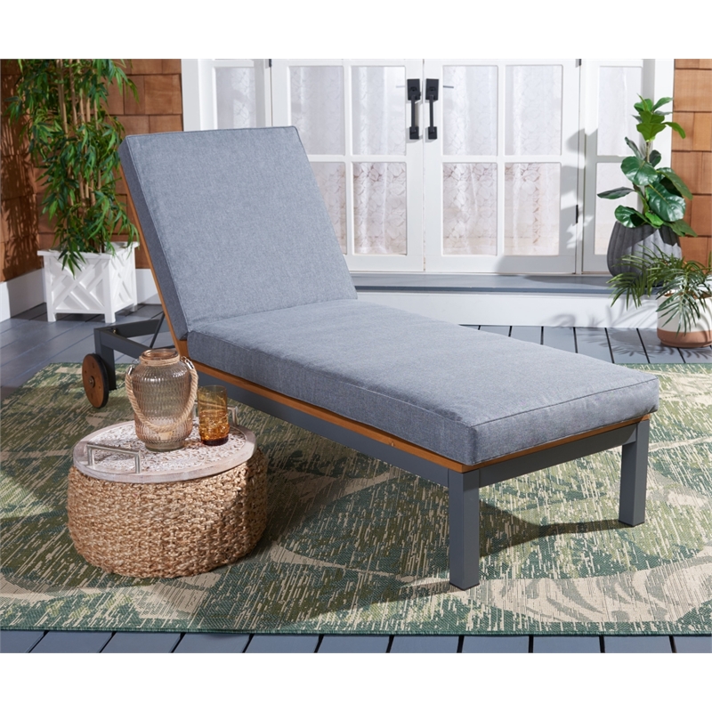 Safavieh Jackman Metal and Fabric Lounge Chair  in Gray / Gray