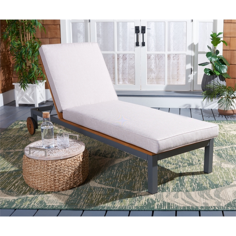 Safavieh Jackman Metal and Fabric Lounge Chair  in Gray / Light Gray