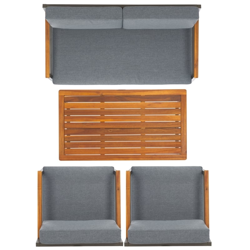 Safavieh Randolph 4 Pc Wood Living Set in Gray / Gray