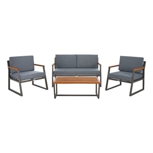 Safavieh Randolph 4 Pc Wood Living Set in Gray / Gray