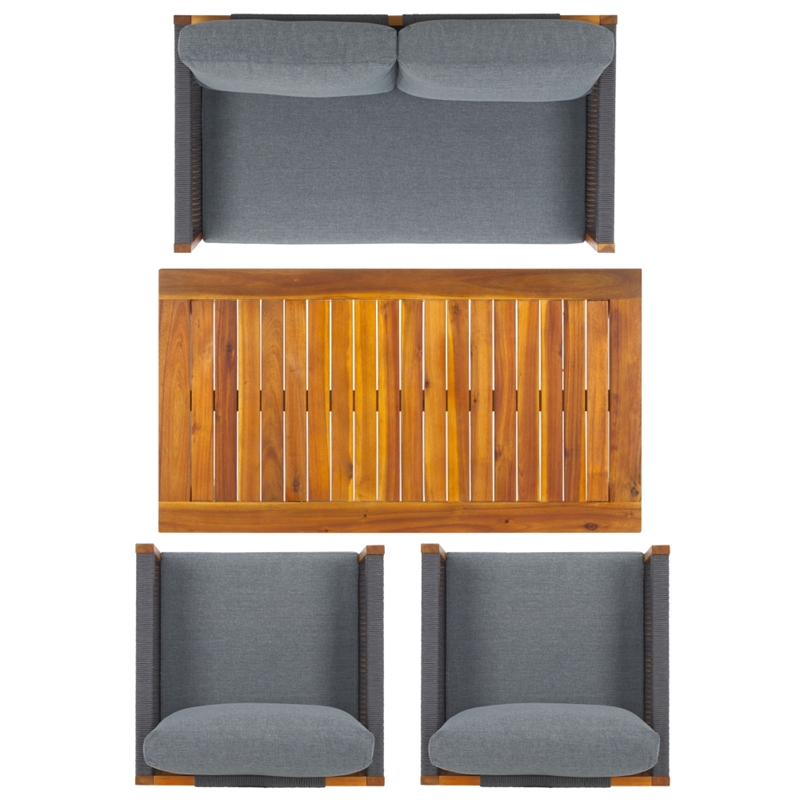 Safavieh Wilson 4 Pc Wood Living Set in Gray / Gray