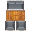 Safavieh Wilson 4 Pc Wood Living Set in Gray / Gray