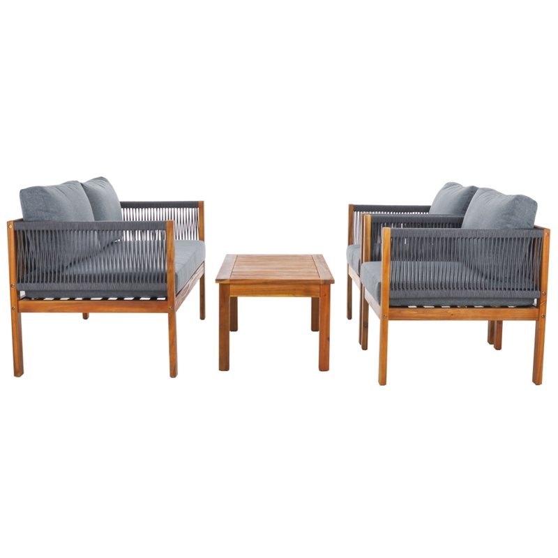 Safavieh Wilson 4 Pc Wood Living Set in Gray / Gray