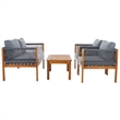 Safavieh Wilson 4 Pc Wood Living Set in Gray / Gray