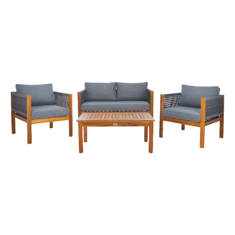 Safavieh Wilson 4 Pc Wood Living Set in Gray / Gray