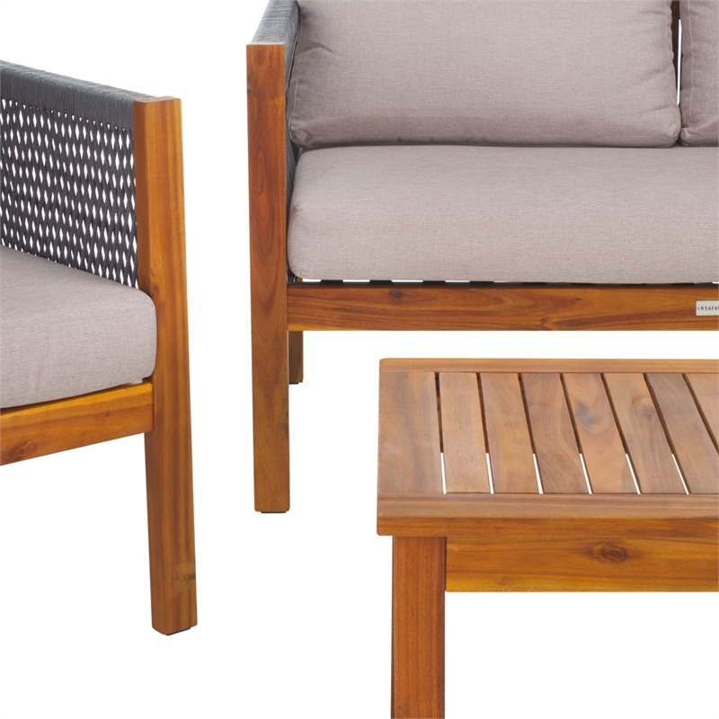 Safavieh Wilson 4 Pc Wood Living Set in Gray / Light Gray