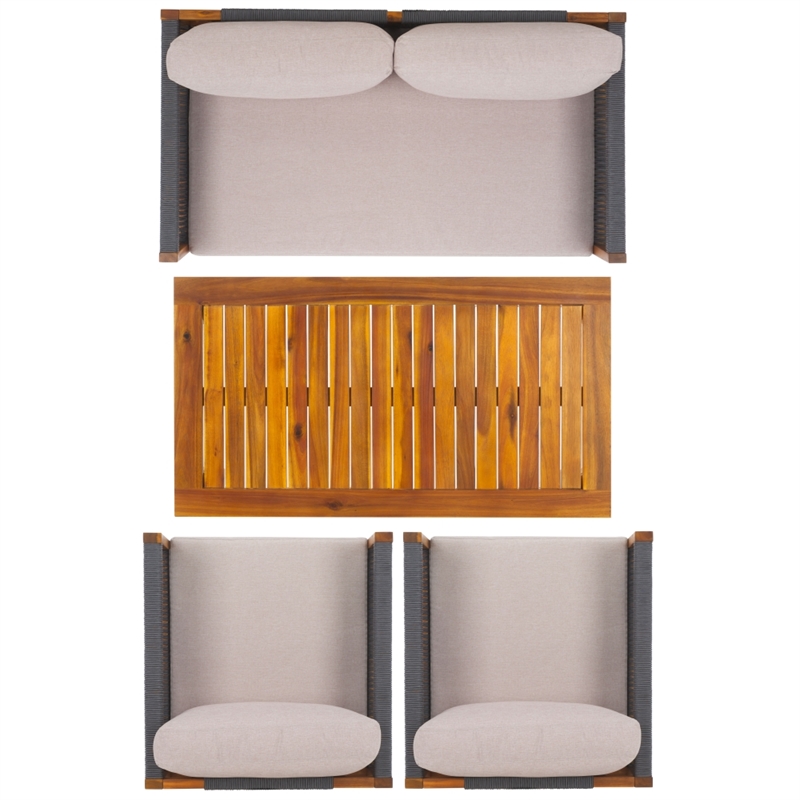 Safavieh Wilson 4 Pc Wood Living Set in Gray / Light Gray