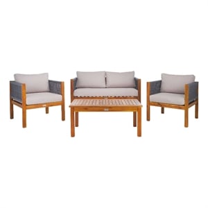 Safavieh Wilson 4 Pc Wood Living Set in Gray / Light Gray