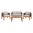 Safavieh Wilson 4 Pc Wood Living Set in Gray / Light Gray
