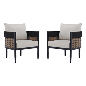 Safavieh Harrison Fabric and Steel Chair Set of 2  in Black / Taupe