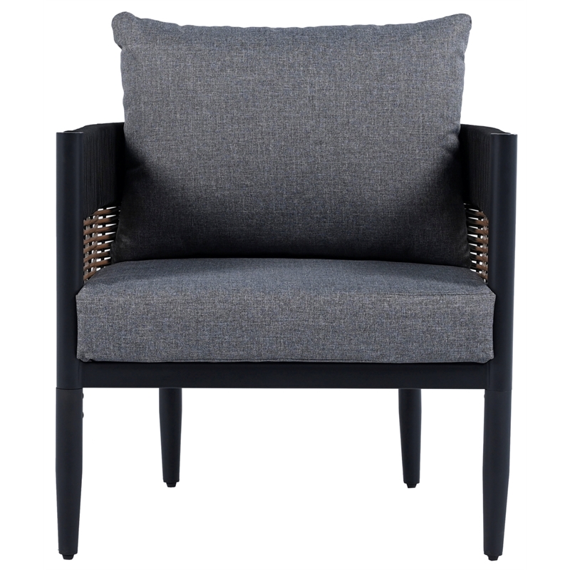 Safavieh Harrison Fabric and Steel Chair Set of 2 in Black / Gray
