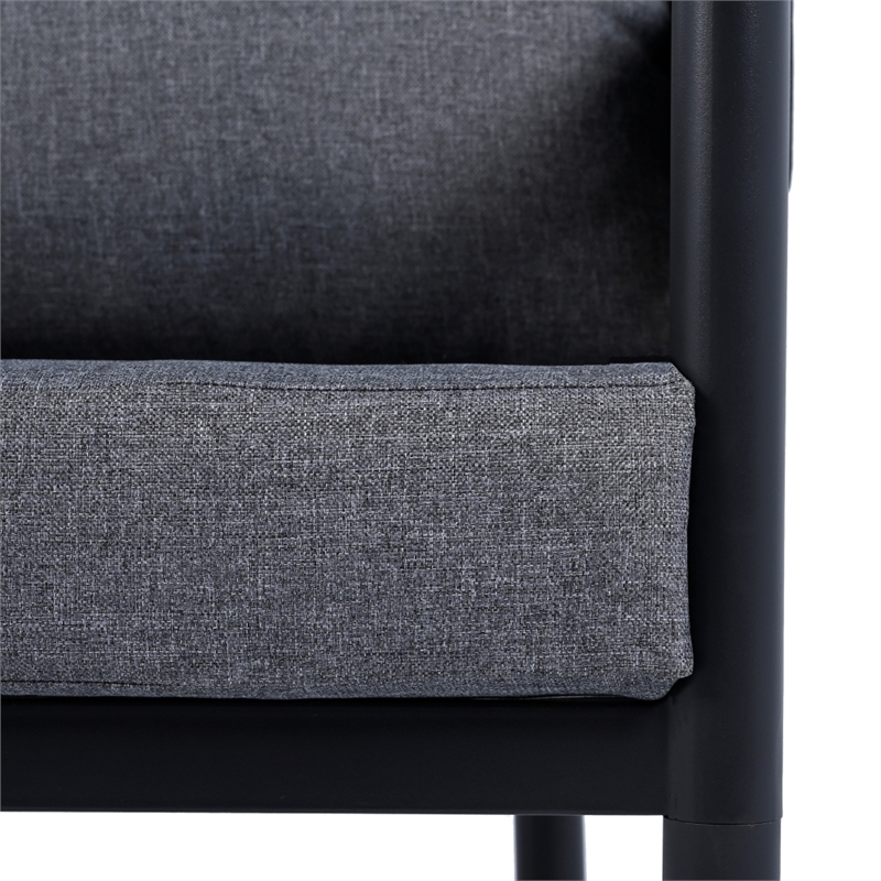 Safavieh Harrison Fabric and Steel Chair Set of 2 in Black / Gray