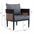 Safavieh Harrison Fabric and Steel Chair Set of 2 in Black / Gray
