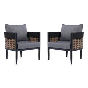 Safavieh Harrison Fabric and Steel Chair Set of 2 in Black / Gray