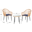 Safavieh Berlen 3Pc Rattan and Steel Lounger Set in Natural / Navy