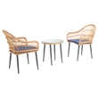Safavieh Berlen 3Pc Rattan and Steel Lounger Set in Natural / Navy