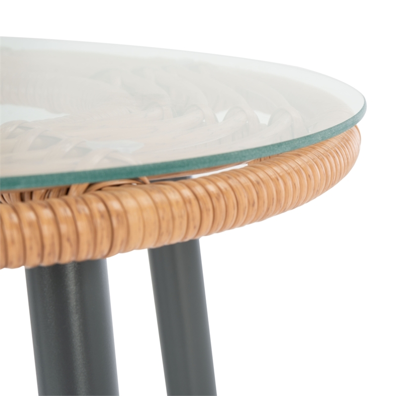 Safavieh Prenza 3Pc Rattan and Steel Lounger Set in Natural / Beige