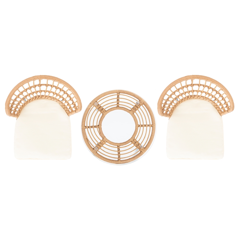 Safavieh Prenza 3Pc Rattan and Steel Lounger Set in Natural / Beige