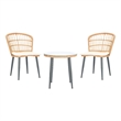 Safavieh Prenza 3Pc Rattan and Steel Lounger Set in Natural / Beige