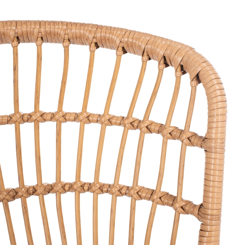 Safavieh Prenza 3Pc Rattan and Steel Lounger Set in Natural / Navy