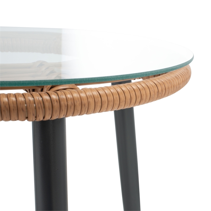 Safavieh Prenza 3Pc Rattan and Steel Lounger Set in Natural / Navy