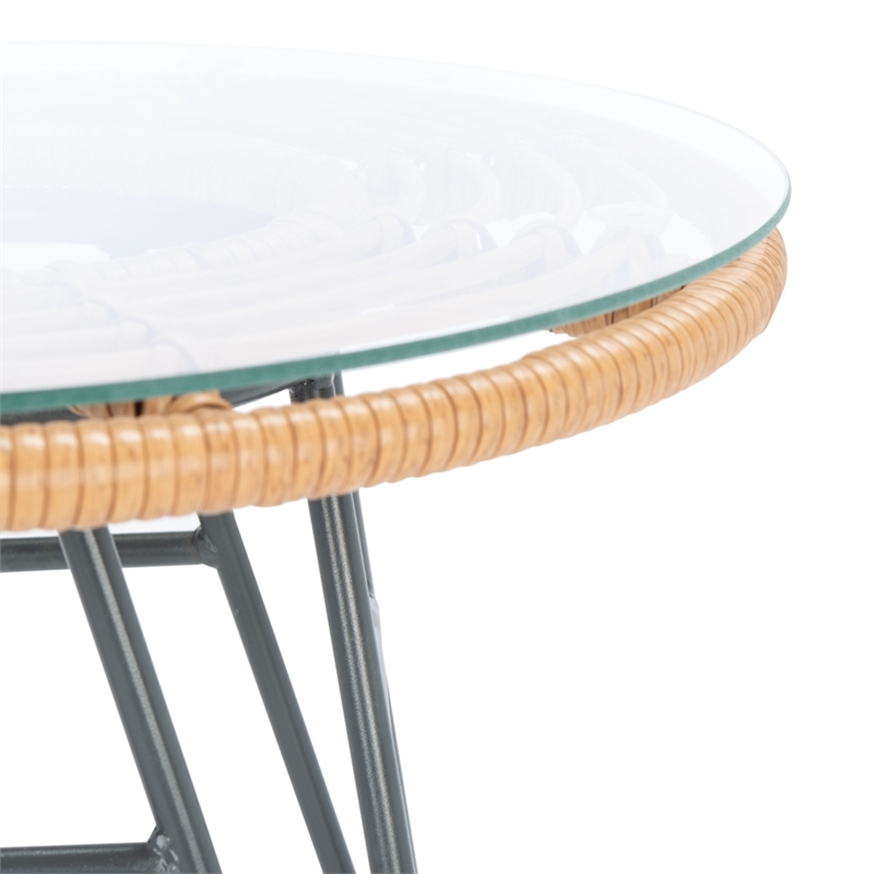 Safavieh Ferla 3Pc Rattan and Steel Lounger Set in Natural / Beige