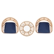 Safavieh Ferla 3Pc Rattan and Steel Lounger Set in Natural / Navy