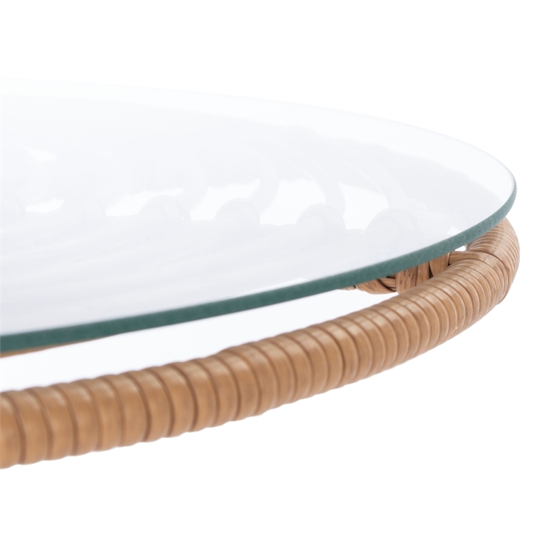 Safavieh Lersa 3Pc Rattan and Steel Lounger Set in Natural / Beige