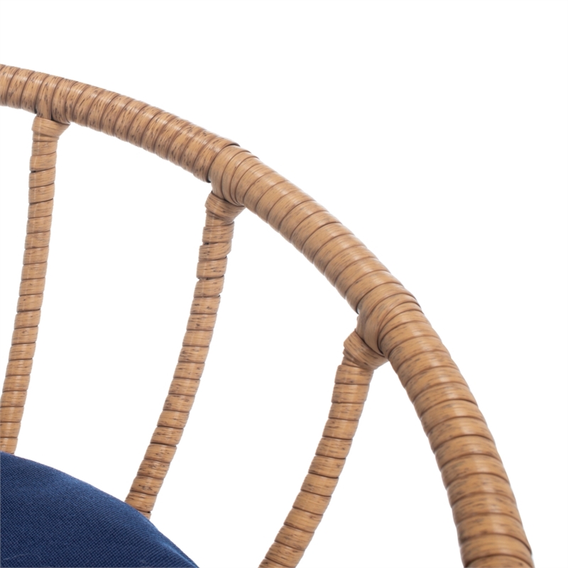 Safavieh Lersa 3Pc Rattan and Steel Lounger Set in Natural / Navy