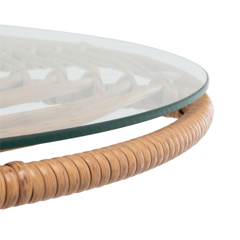 Safavieh Lersa 3Pc Rattan and Steel Lounger Set in Natural / Navy