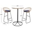 Safavieh Lersa 3Pc Rattan and Steel Lounger Set in Natural / Navy