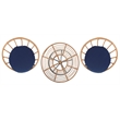Safavieh Lersa 3Pc Rattan and Steel Lounger Set in Natural / Navy