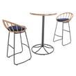 Safavieh Lersa 3Pc Rattan and Steel Lounger Set in Natural / Navy