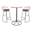 Safavieh Lersa 3Pc Rattan and Steel Lounger Set in Natural / Navy