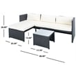 Safavieh Bronson 3 Pc Rattan and Steel Sofa Set in Black / Beige