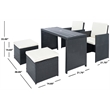 Safavieh Dranda 5 Pc Rattan and Steel Dining Set in Black / Beige
