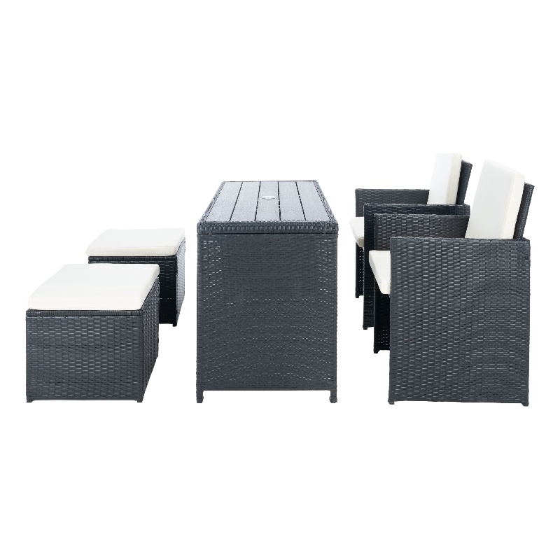 Safavieh Dranda 5 Pc Rattan and Steel Dining Set in Black / Beige