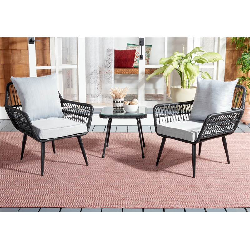 Safavieh Londyn 3Pc Wicker Lounge Set in Black / Gray