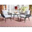 Safavieh Londyn 3Pc Wicker Lounge Set in Black / Gray